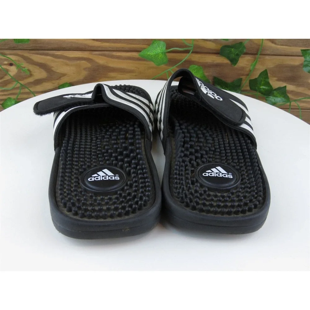adidas Shoes Sz 2 Slide Boys Youth Black Synthetic Hook & Loop‎ Medium